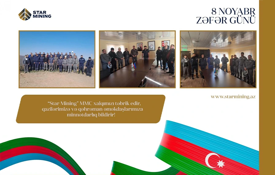 “Star Mining” MMC olaraq xalqımızı ürəkdən təbrik edir, Vətən müharibəsində iştirak etmiş bütün əməkdaşlarımıza və qazilərimizə sonsuz təşəkkür və minnətdarlığımızı bildiririk.